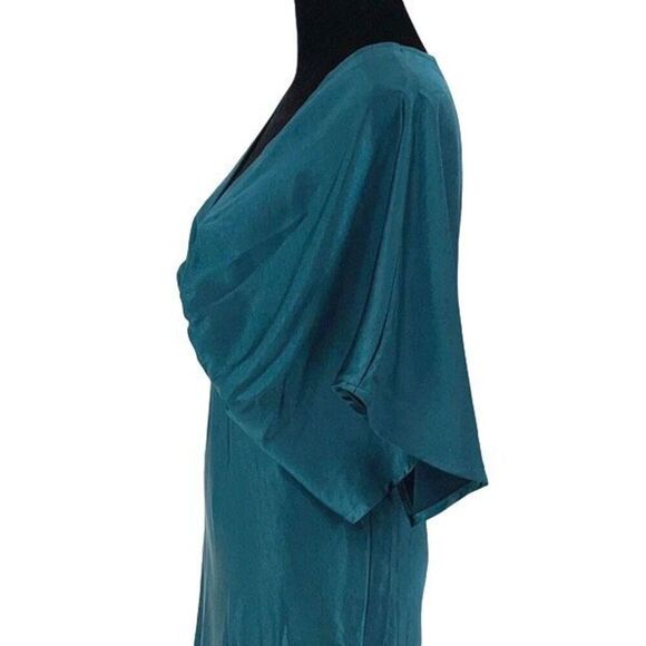 Dress Forum Womens Bat Wing Sleeve Satin Maxi Dress Deep Jasper Size Small NWT - Picture 6 of 13